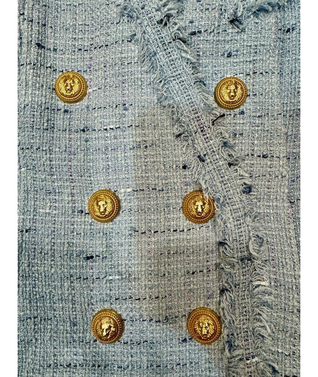 BALMAIN Голубое хлопковое повседневное платье, фото 2