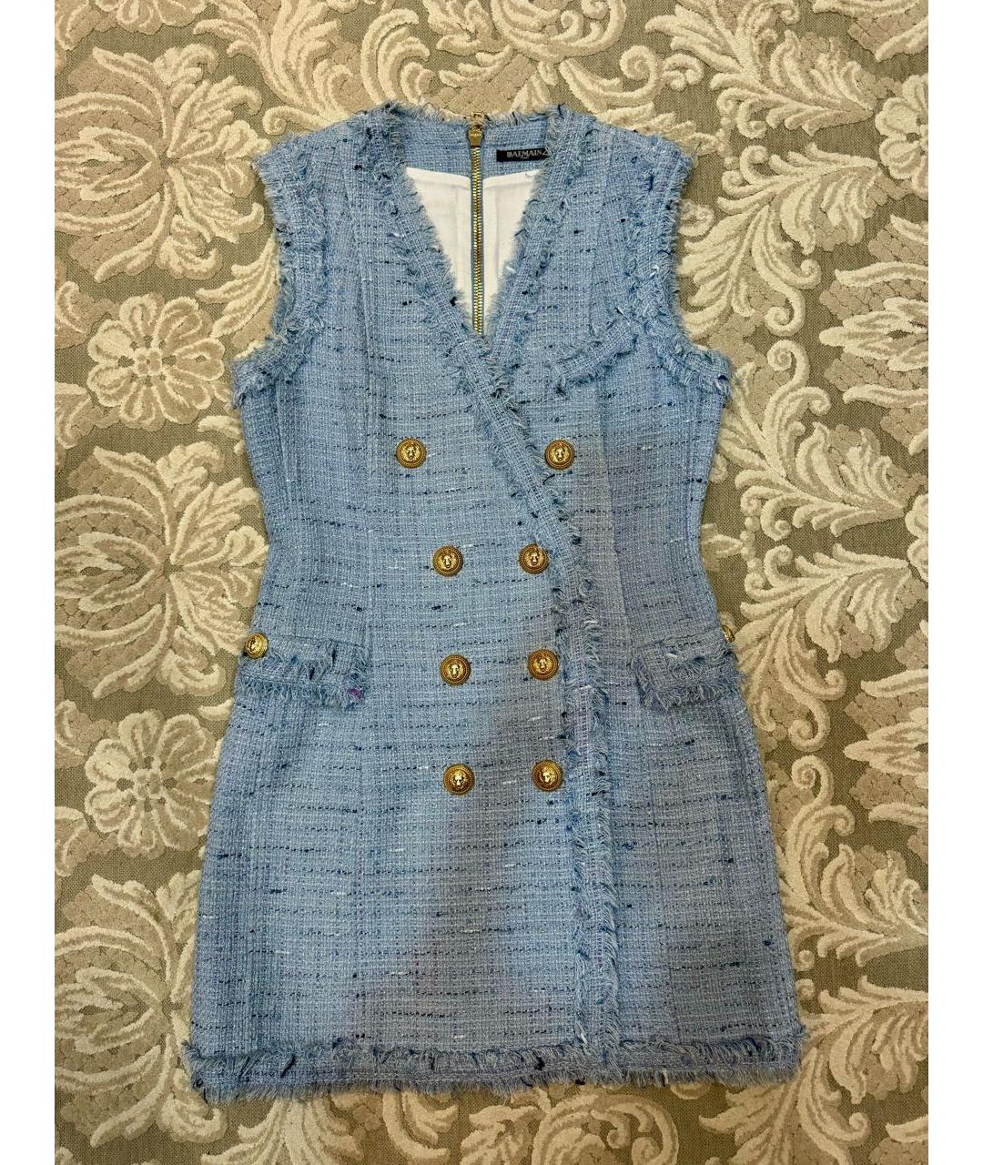 BALMAIN Голубое хлопковое повседневное платье, фото 6