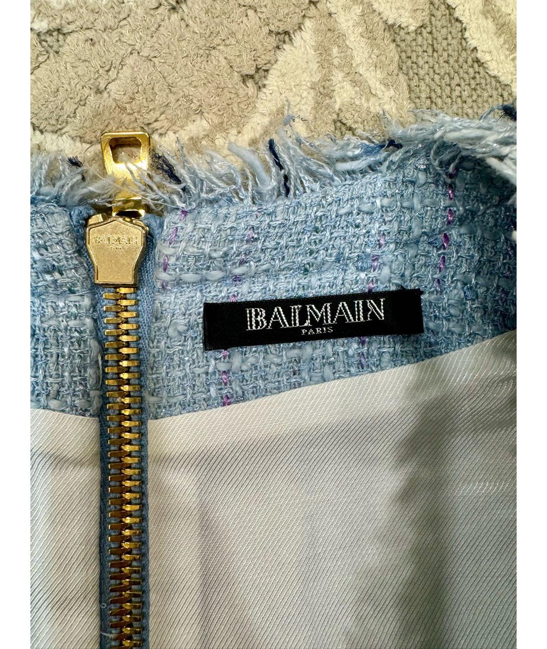 BALMAIN Голубое хлопковое повседневное платье, фото 4
