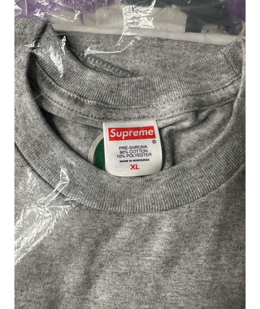 SUPREME Серая футболка, фото 5