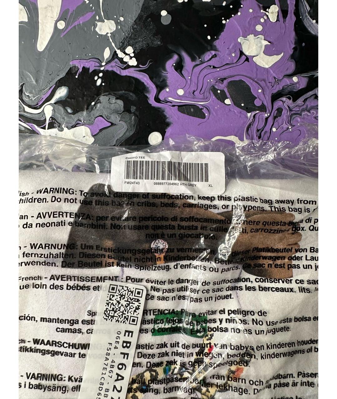 SUPREME Серая футболка, фото 4