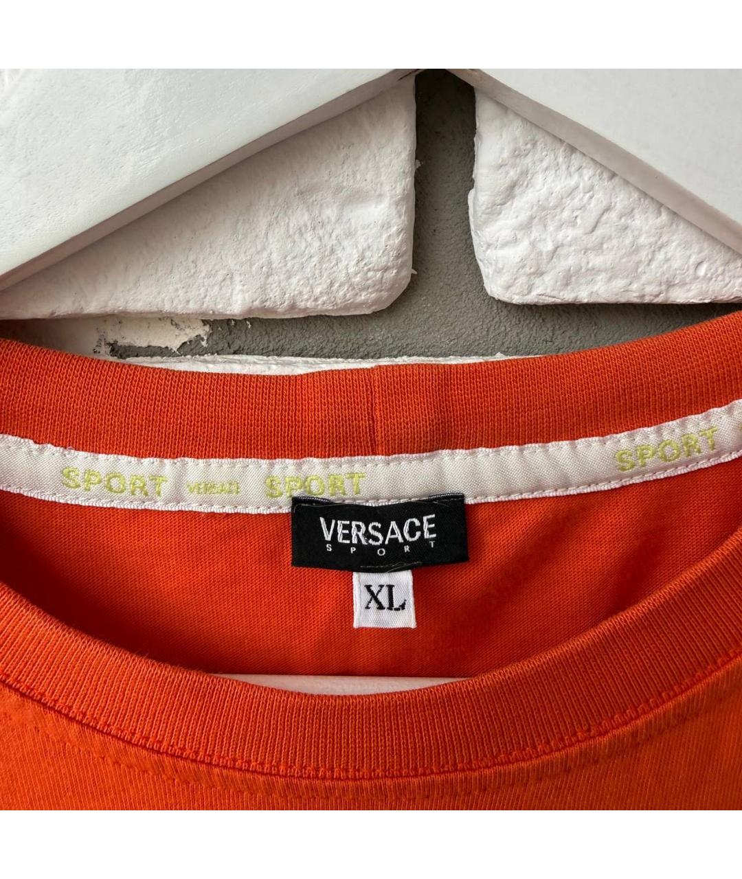 VERSACE Оранжевая хлопковая футболка, фото 3
