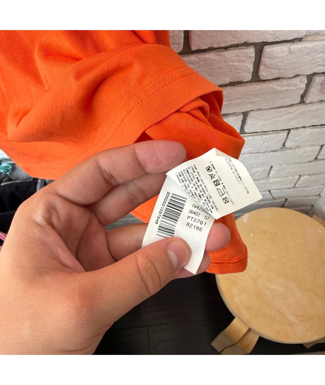 VERSACE Оранжевая хлопковая футболка, фото 4