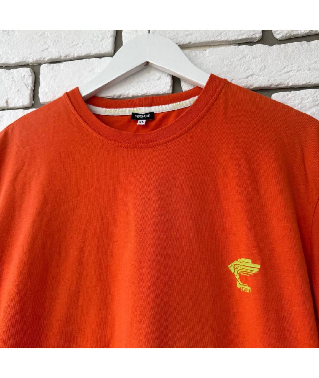 VERSACE Оранжевая хлопковая футболка, фото 2