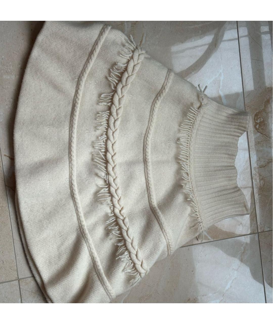 AGNONA Бежевая кашемировая юбка мини, фото 2