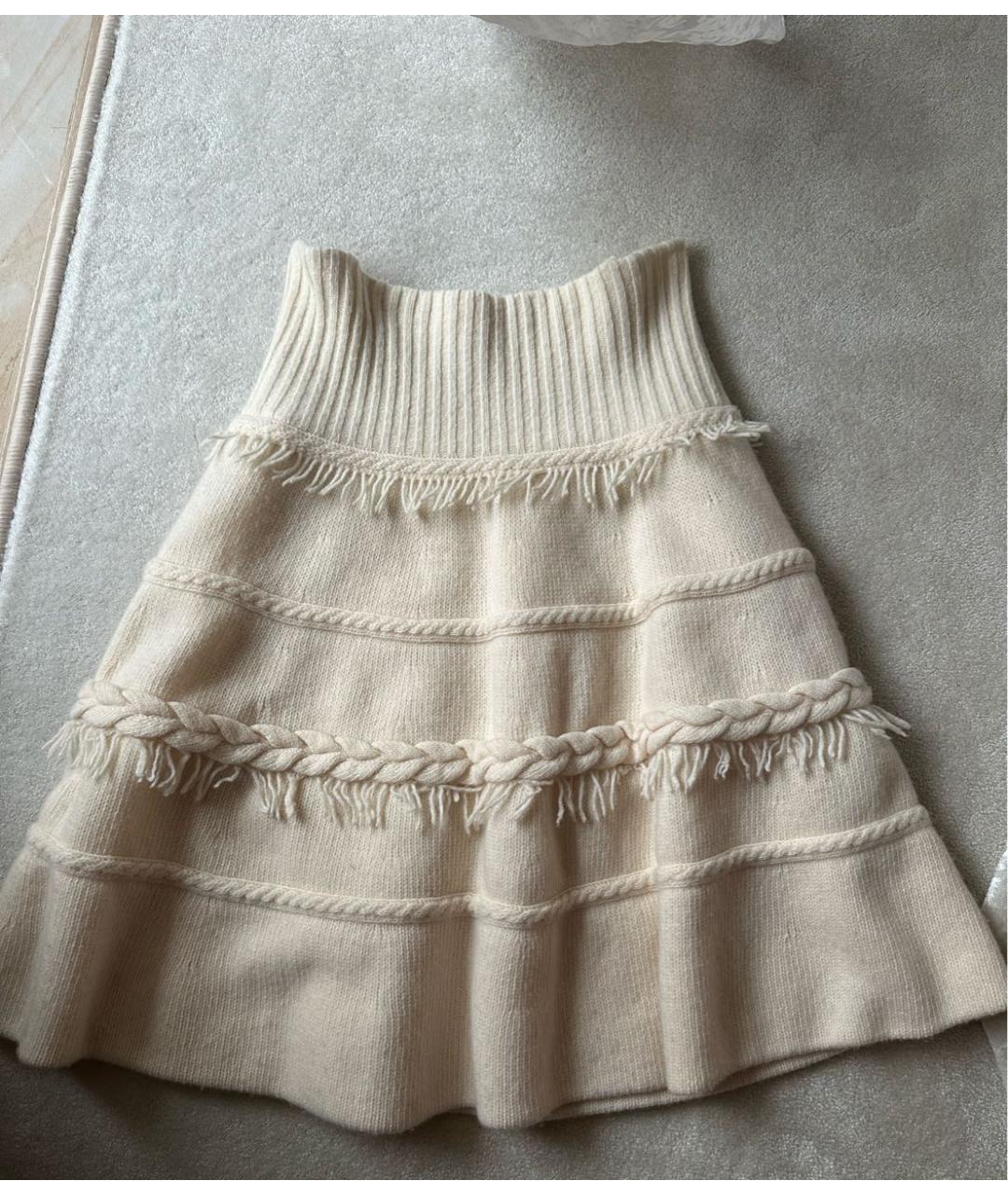 AGNONA Бежевая кашемировая юбка мини, фото 6