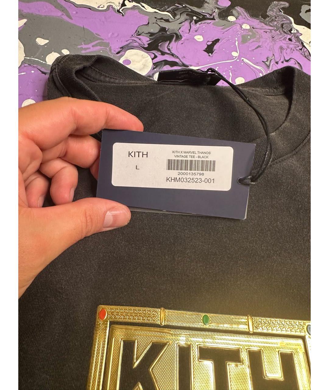 KITH Черная хлопковая футболка, фото 5