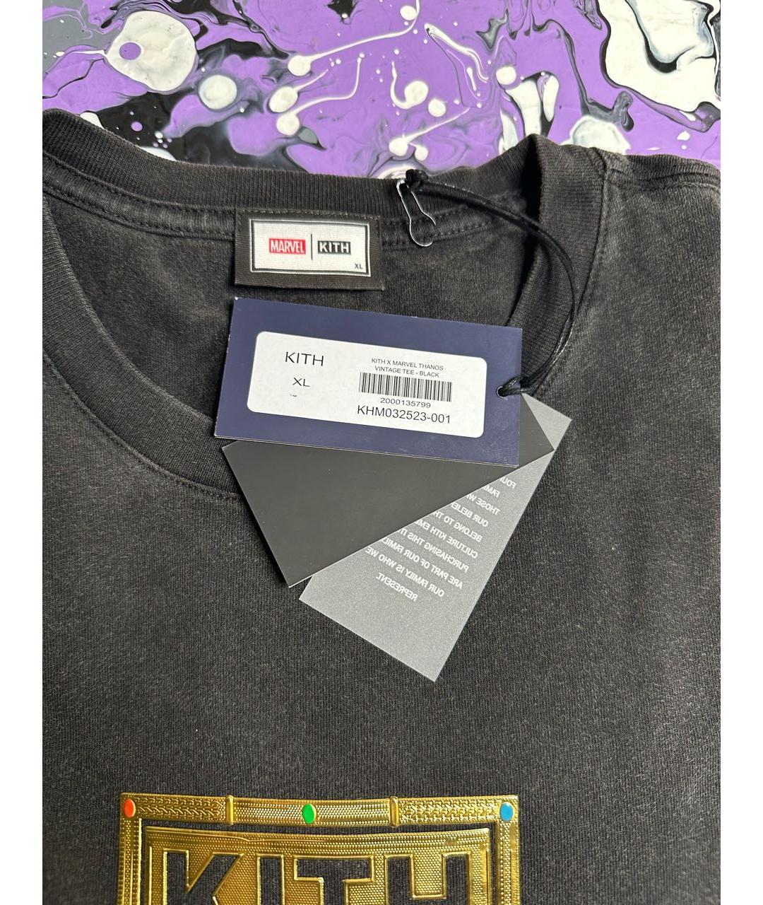 KITH Черная хлопковая футболка, фото 8