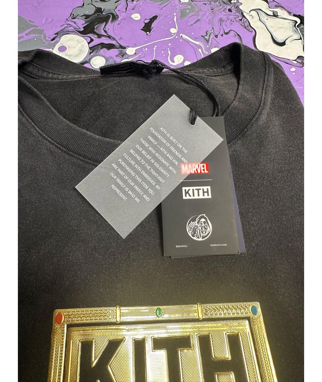 KITH Черная хлопковая футболка, фото 6