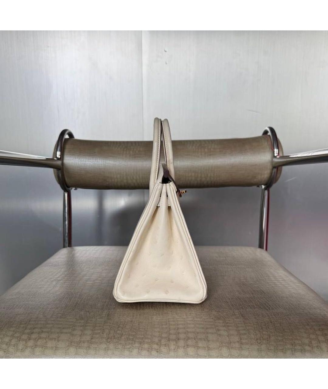 HERMES Бежевая сумка с короткими ручками из экзотической кожи, фото 2