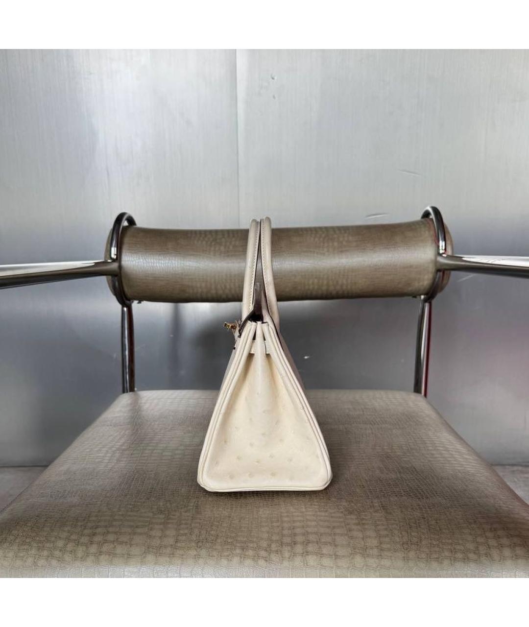 HERMES Бежевая сумка с короткими ручками из экзотической кожи, фото 3