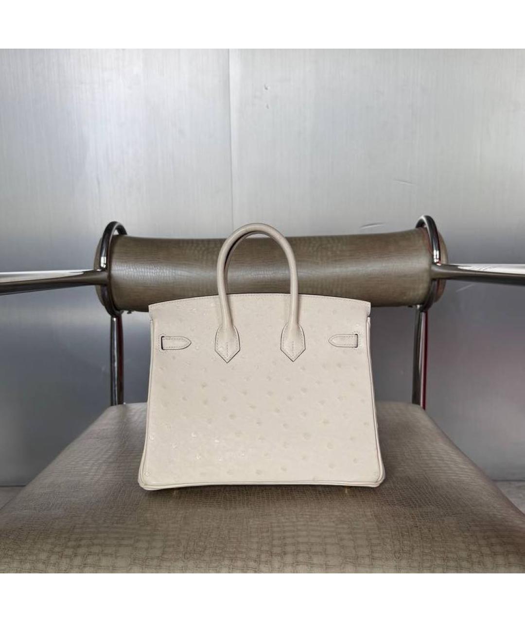 HERMES Бежевая сумка с короткими ручками из экзотической кожи, фото 4