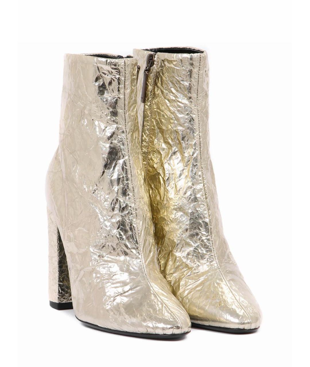SAINT LAURENT Золотые кожаные ботильоны, фото 2
