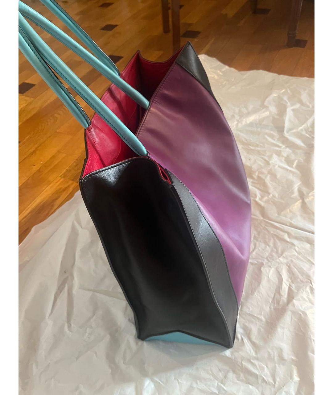 ROBERTO CAVALLI Фиолетовая кожаная сумка тоут, фото 2