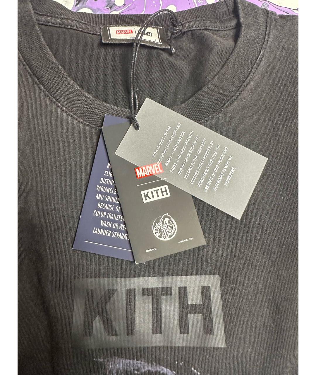 KITH Черная хлопковая футболка, фото 5