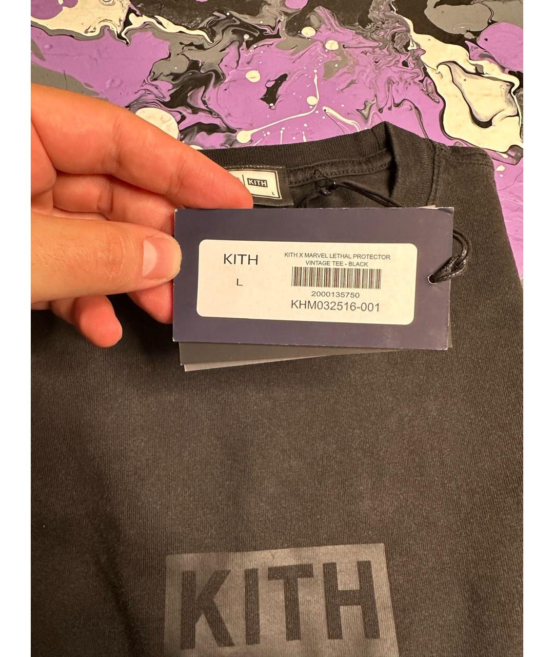 KITH Черная хлопковая футболка, фото 6