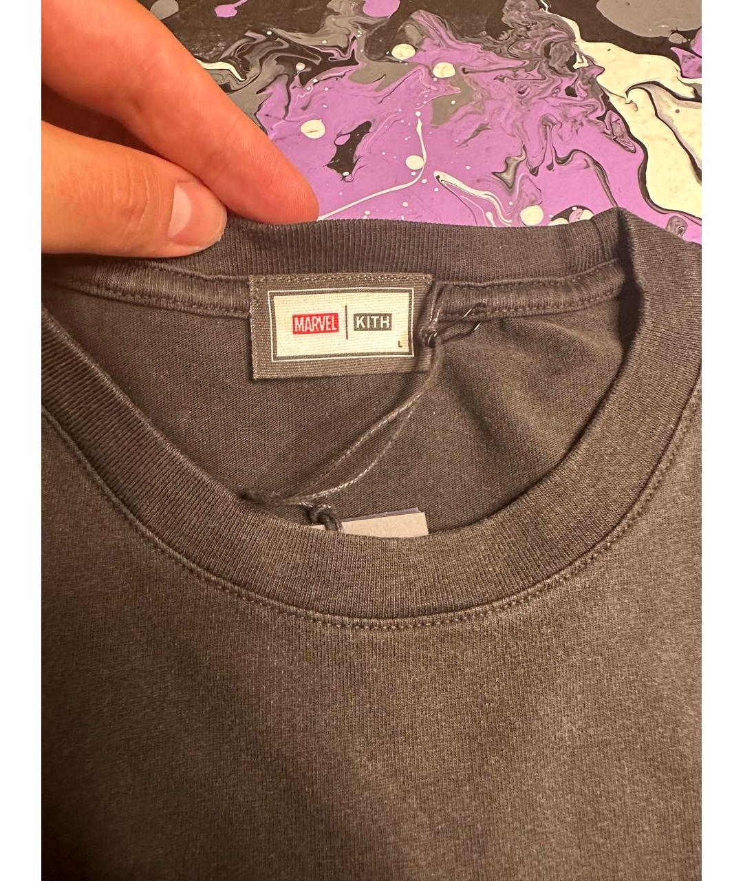 KITH Черная хлопковая футболка, фото 4