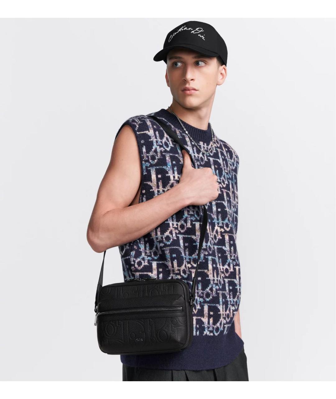 CHRISTIAN DIOR Черная кожаная сумка на плечо, фото 2