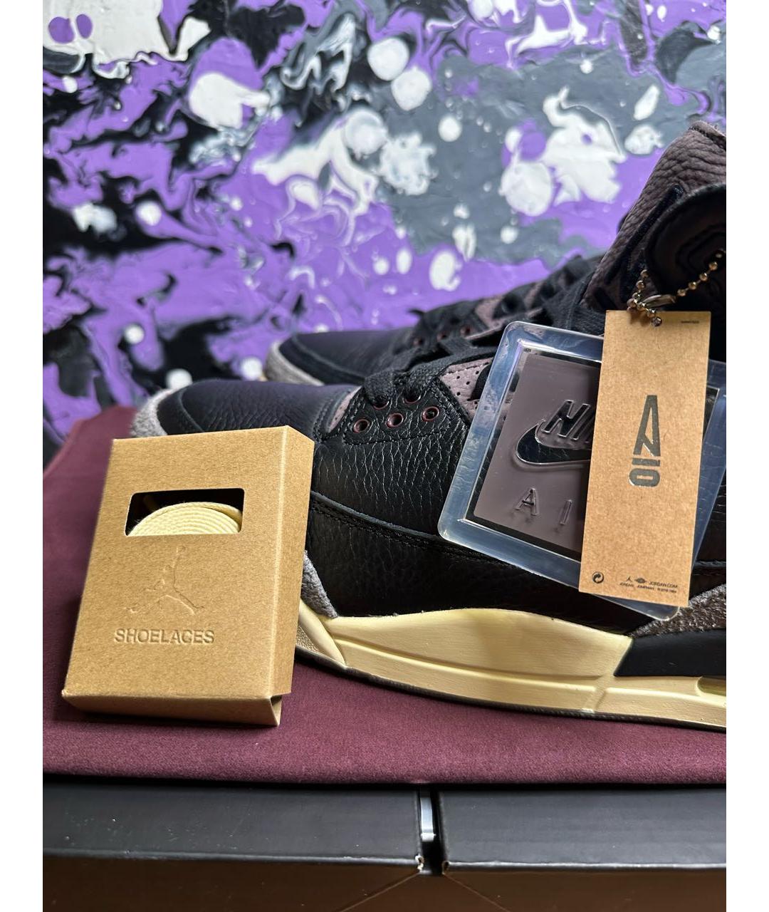JORDAN Черные кожаные кроссовки, фото 7