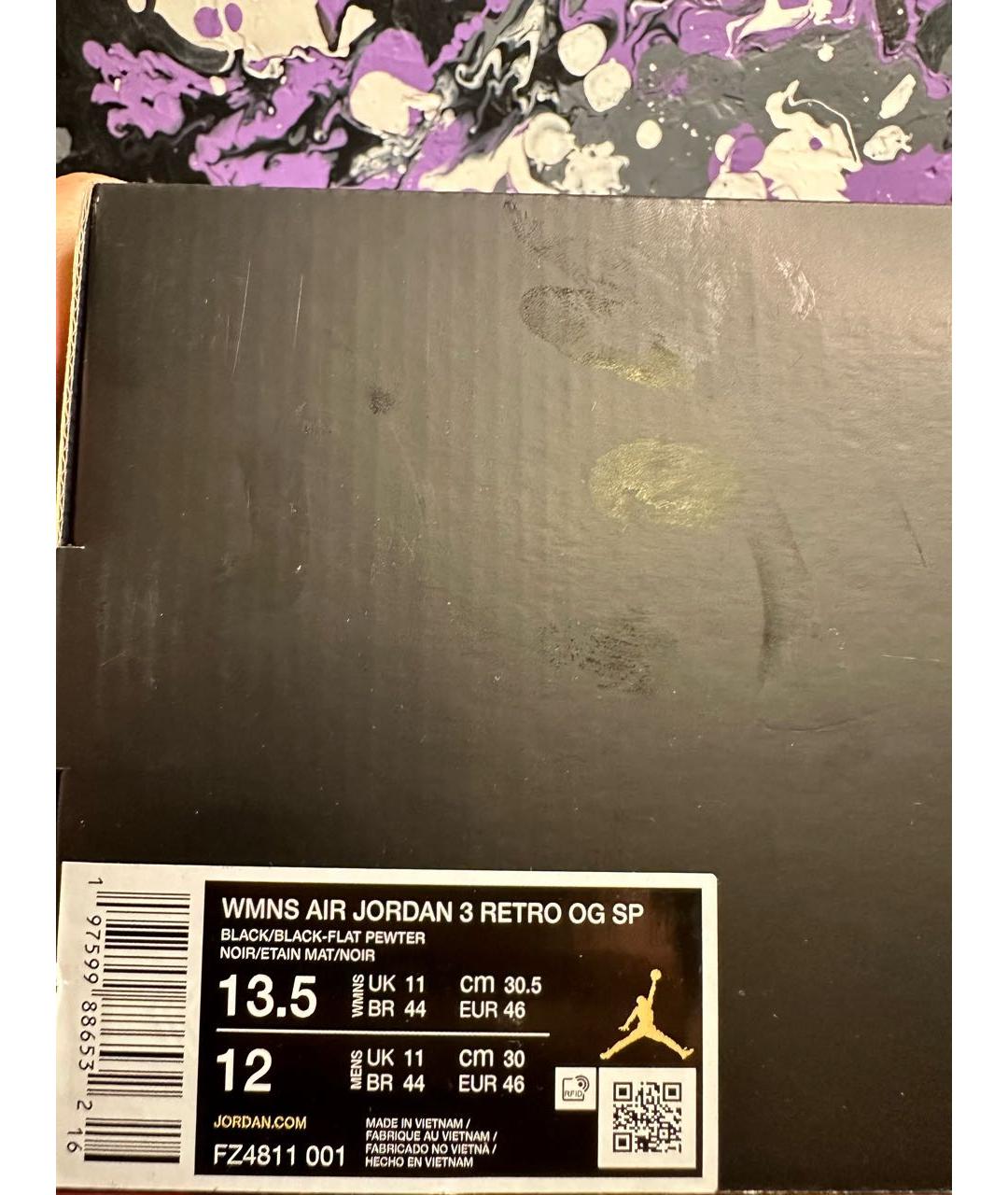 JORDAN Черные кожаные кроссовки, фото 8