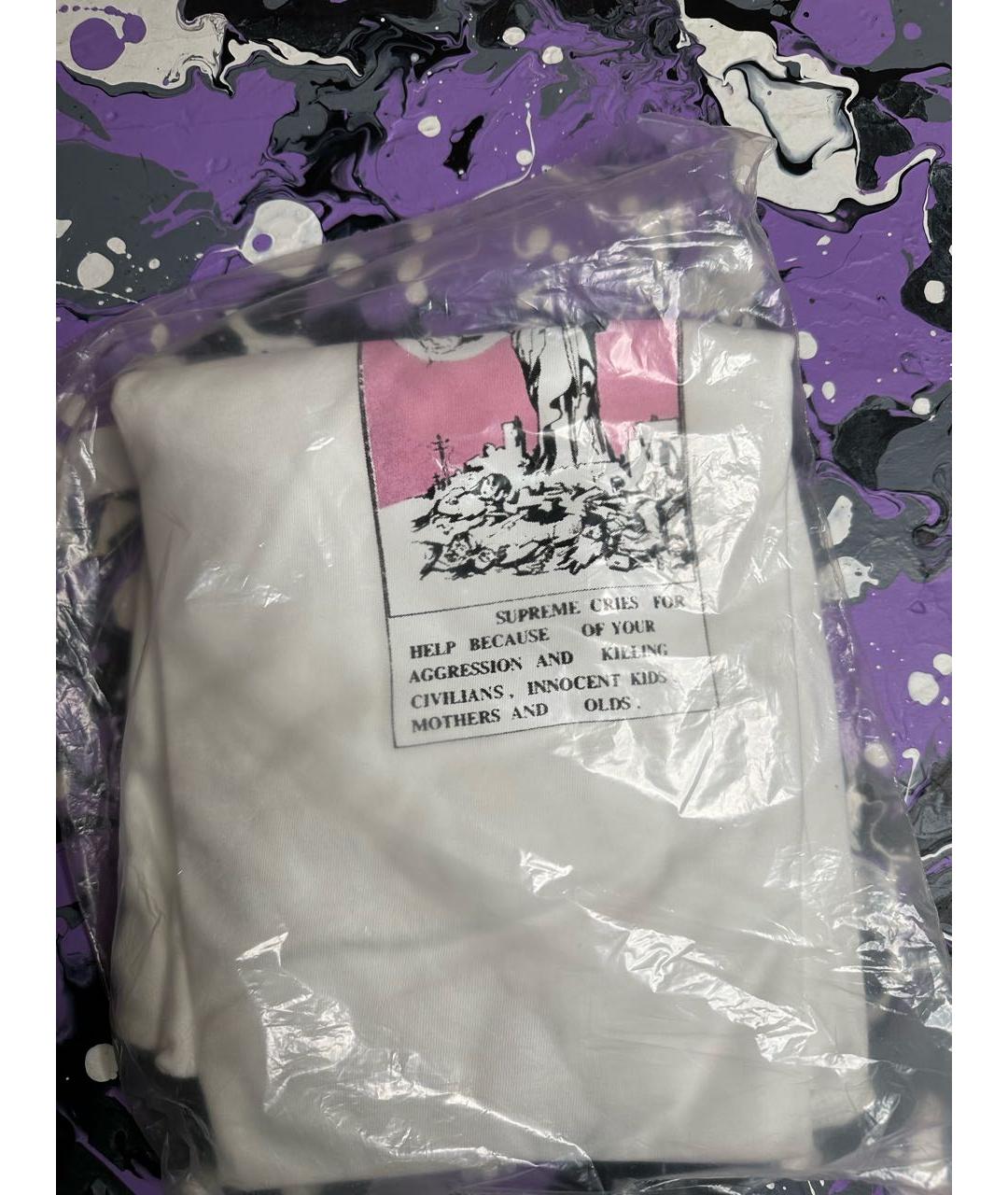 SUPREME Белая хлопковая футболка, фото 3