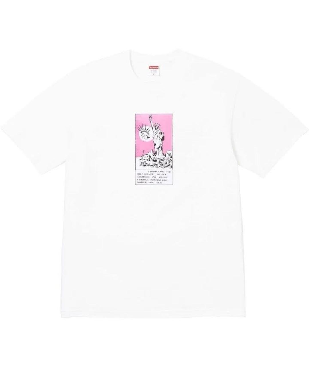 SUPREME Белая хлопковая футболка, фото 1