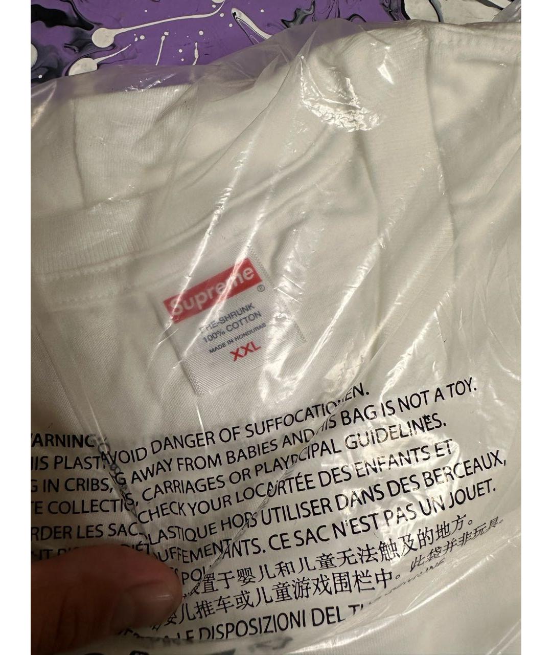 SUPREME Белая хлопковая футболка, фото 5