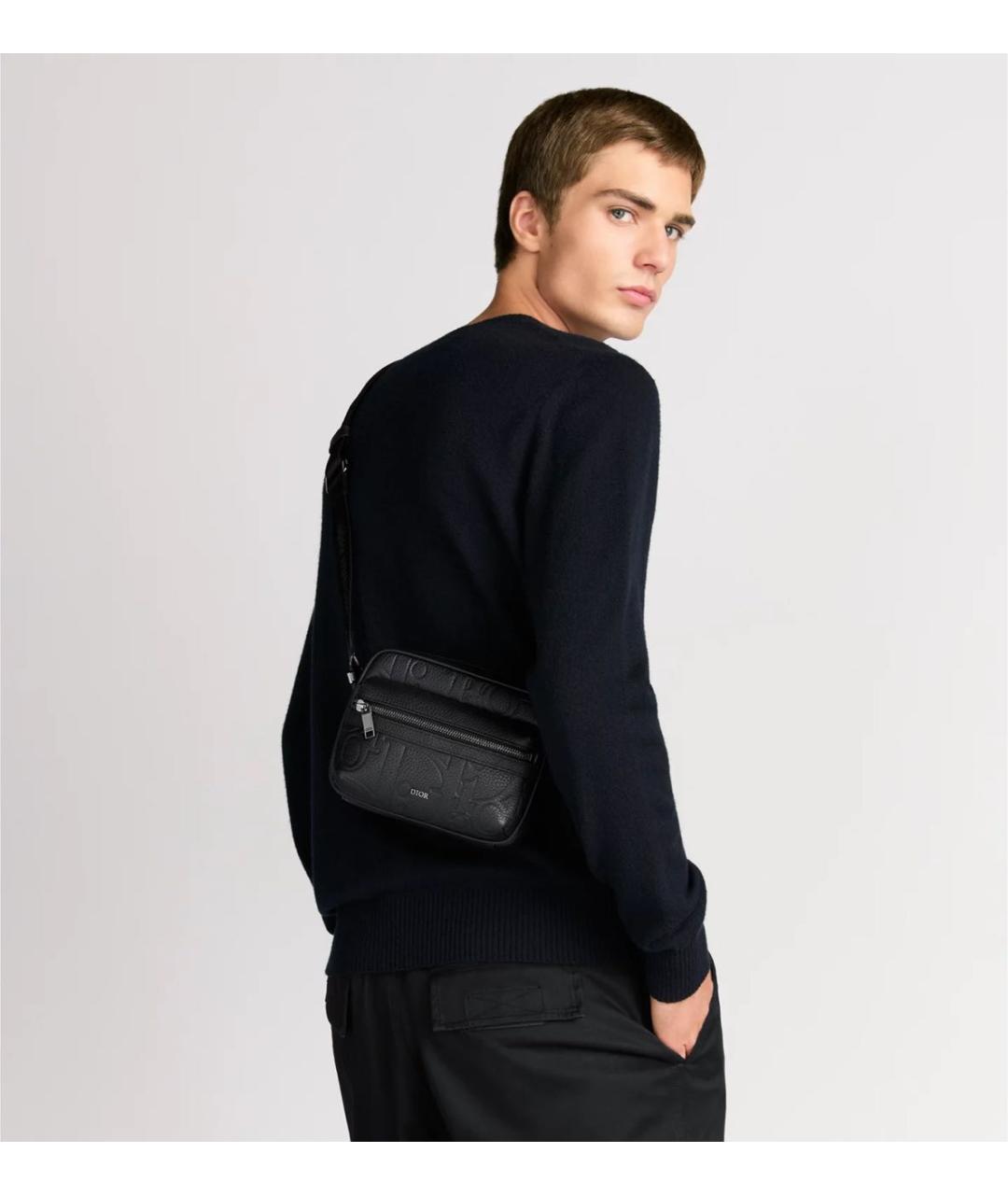 CHRISTIAN DIOR Черная кожаная сумка на плечо, фото 2