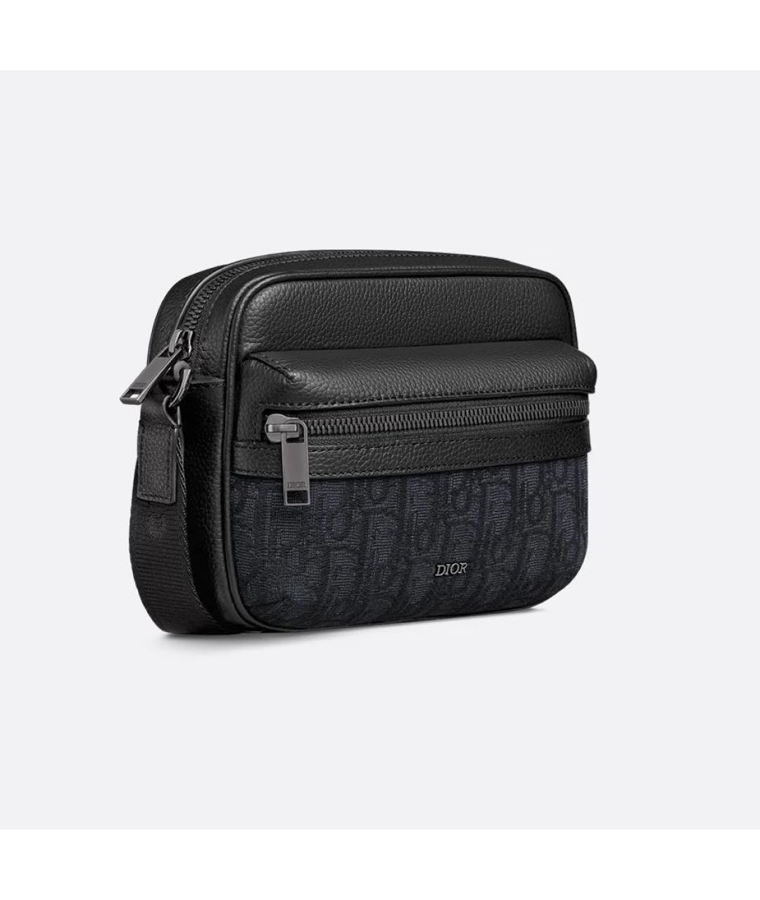 CHRISTIAN DIOR Черная кожаная сумка на плечо, фото 3