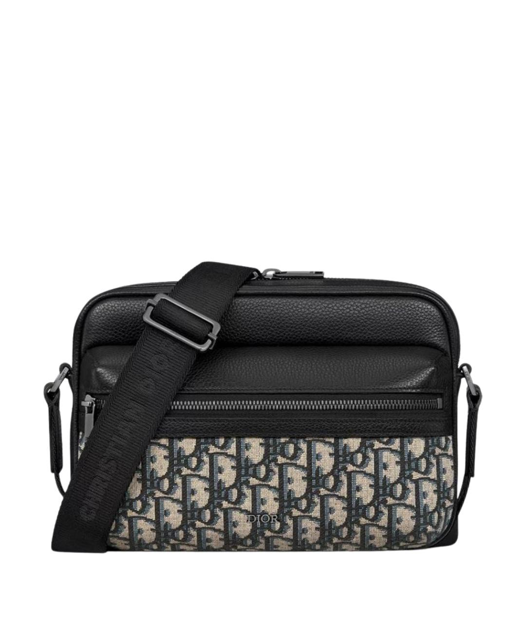 CHRISTIAN DIOR Черная кожаная сумка на плечо, фото 1