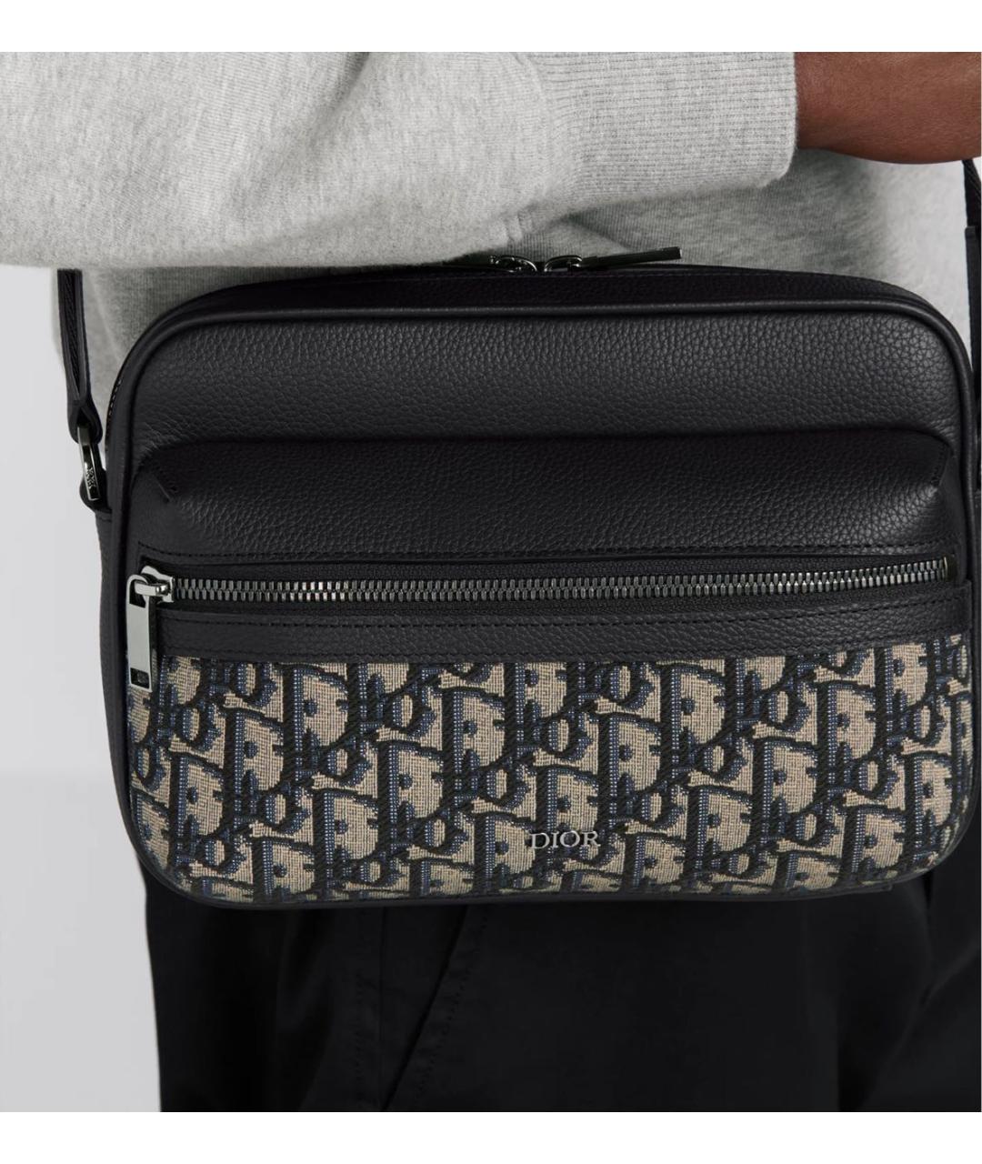CHRISTIAN DIOR Черная кожаная сумка на плечо, фото 3