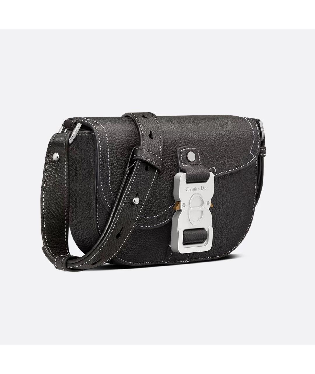 CHRISTIAN DIOR Черная кожаная сумка на плечо, фото 5