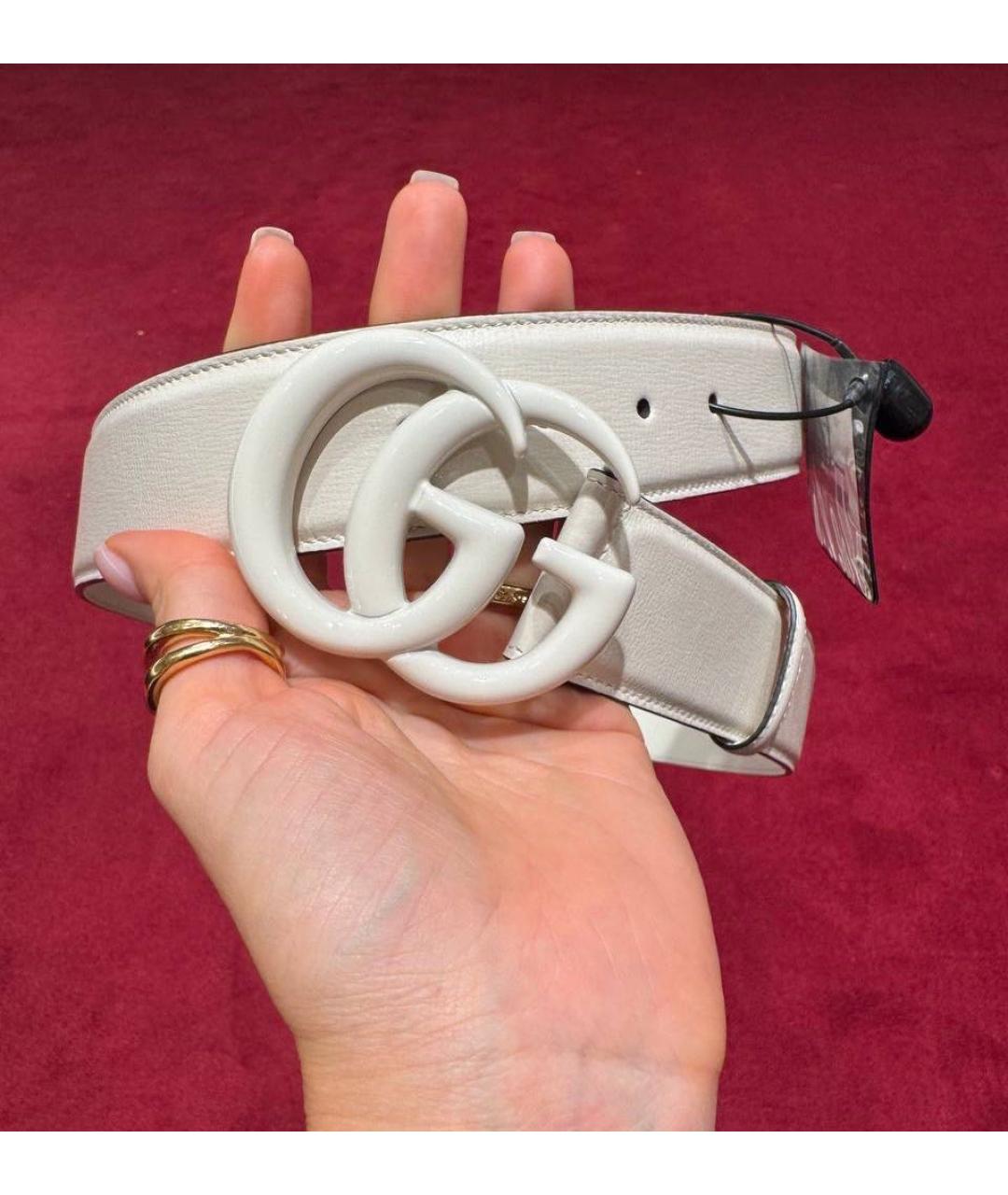 GUCCI Белый кожаный ремень, фото 1