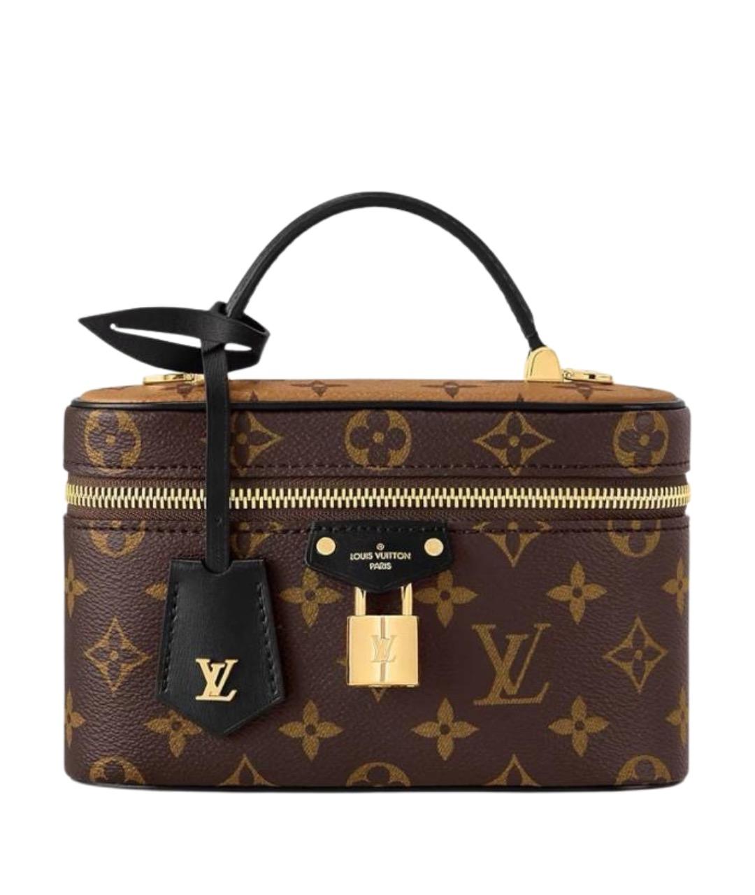 LOUIS VUITTON Коричневая кожаная сумка с короткими ручками, фото 1