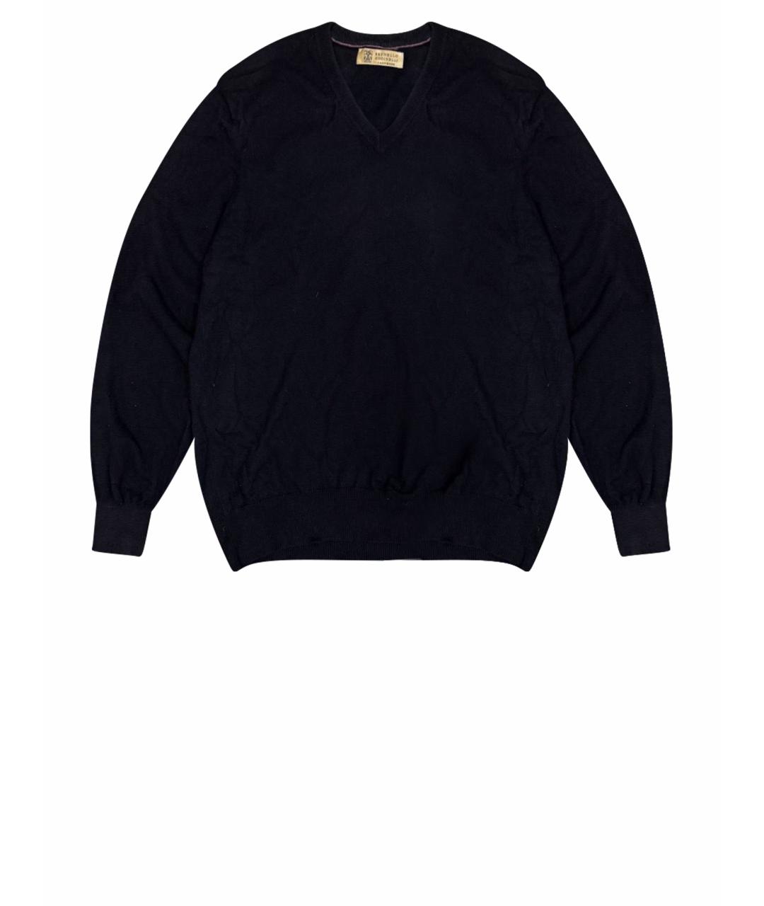 BRUNELLO CUCINELLI Темно-синий кашемировый джемпер / свитер, фото 1