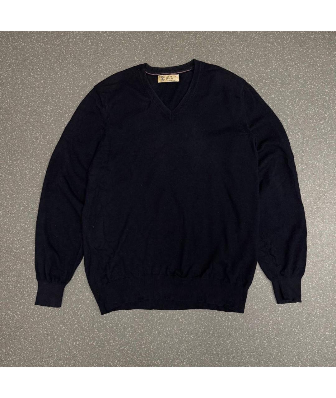 BRUNELLO CUCINELLI Темно-синий кашемировый джемпер / свитер, фото 7