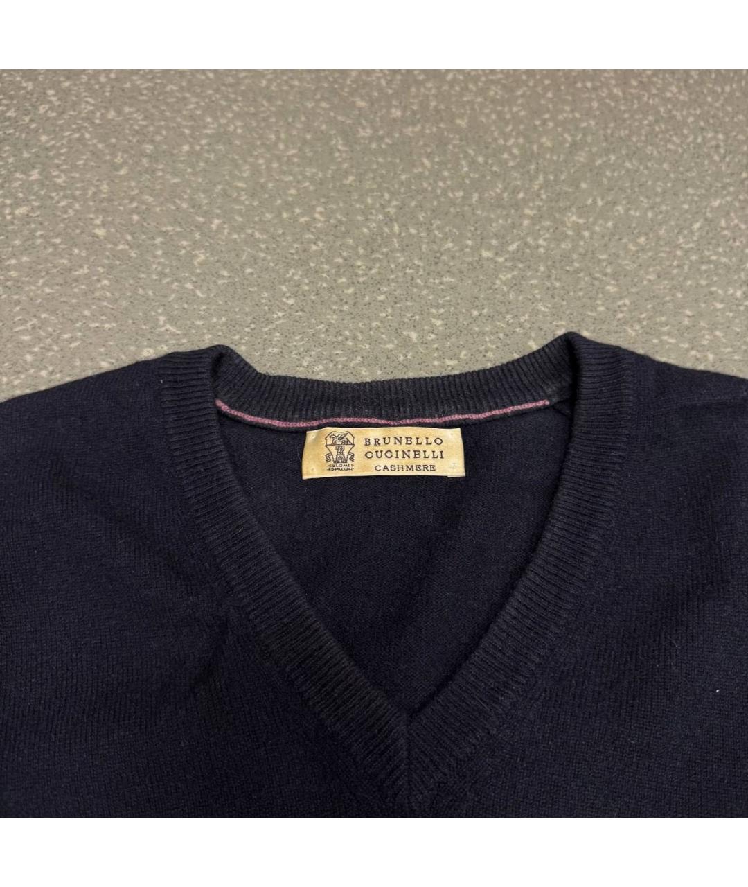 BRUNELLO CUCINELLI Темно-синий кашемировый джемпер / свитер, фото 2