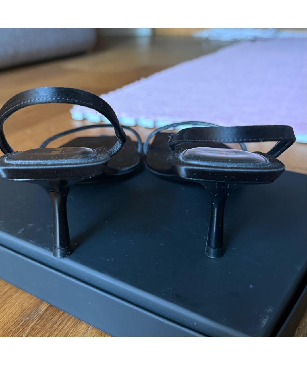 SAINT LAURENT Черные текстильные босоножки, фото 4