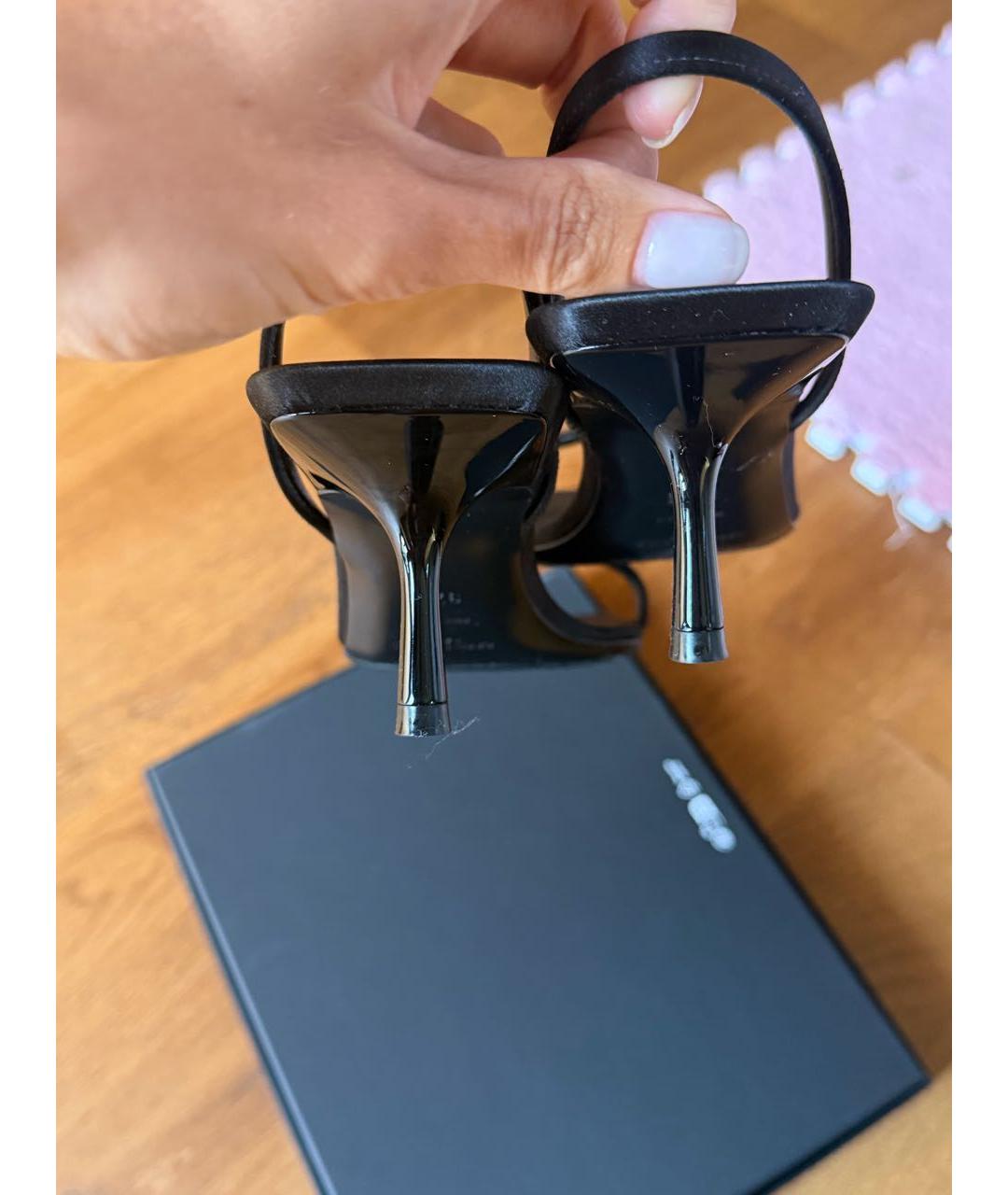 SAINT LAURENT Черные текстильные босоножки, фото 5