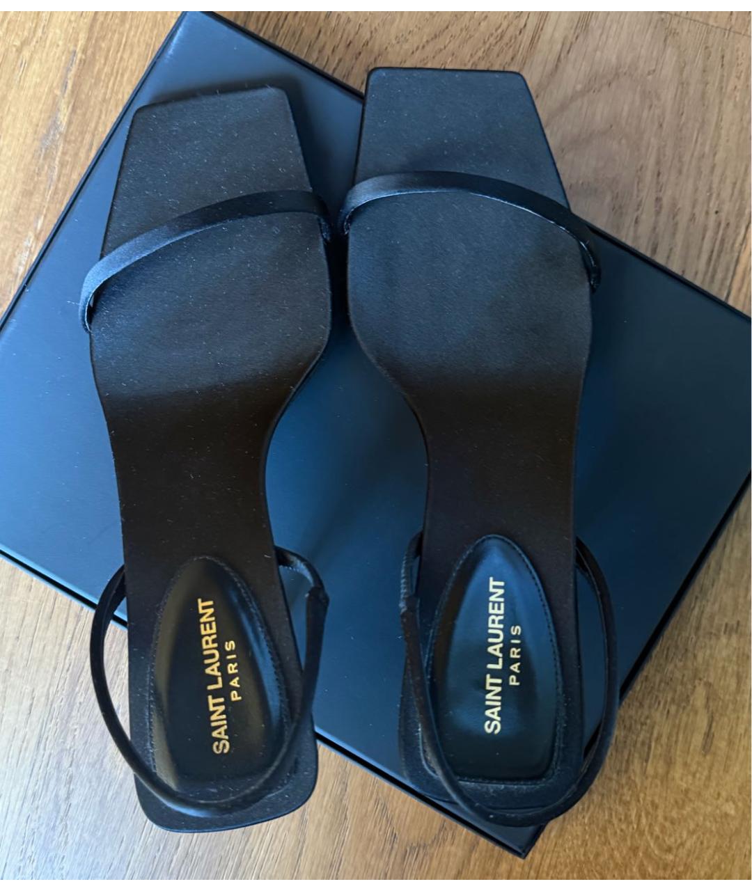 SAINT LAURENT Черные текстильные босоножки, фото 3