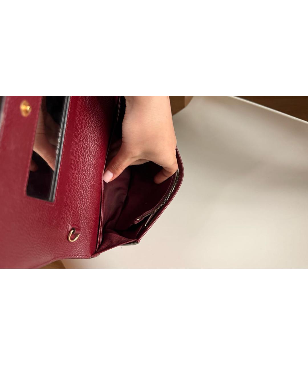 GUCCI Бордовая кожаная сумка через плечо, фото 4