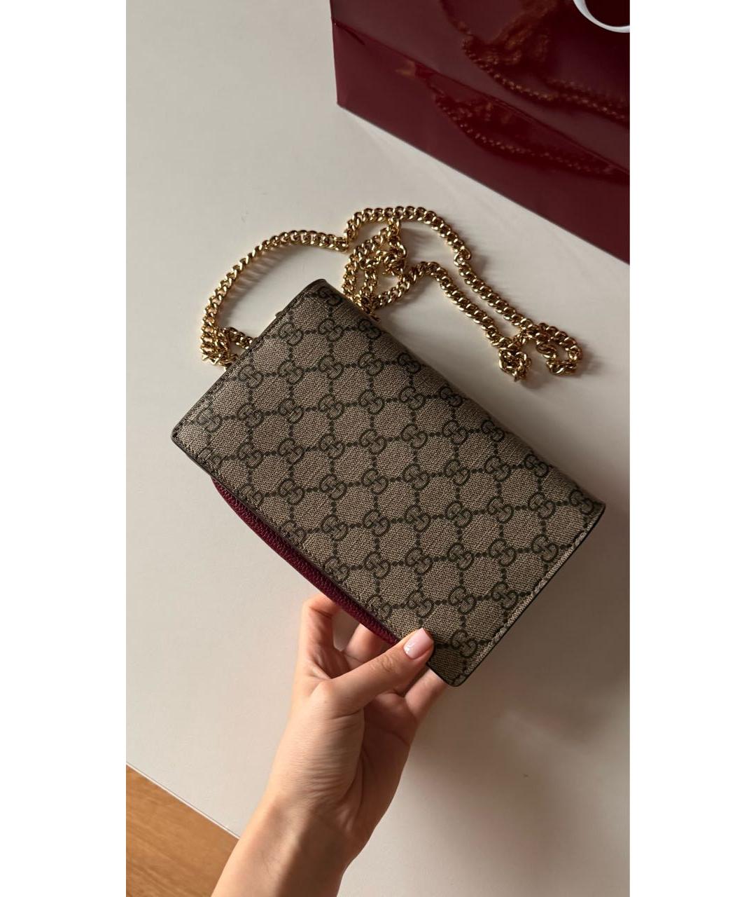 GUCCI Бордовая кожаная сумка через плечо, фото 3