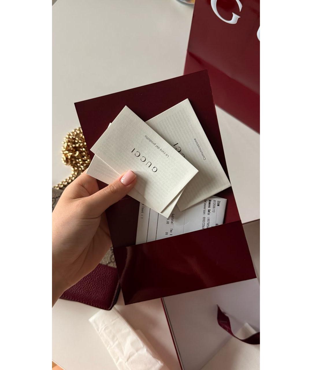 GUCCI Бордовая кожаная сумка через плечо, фото 6