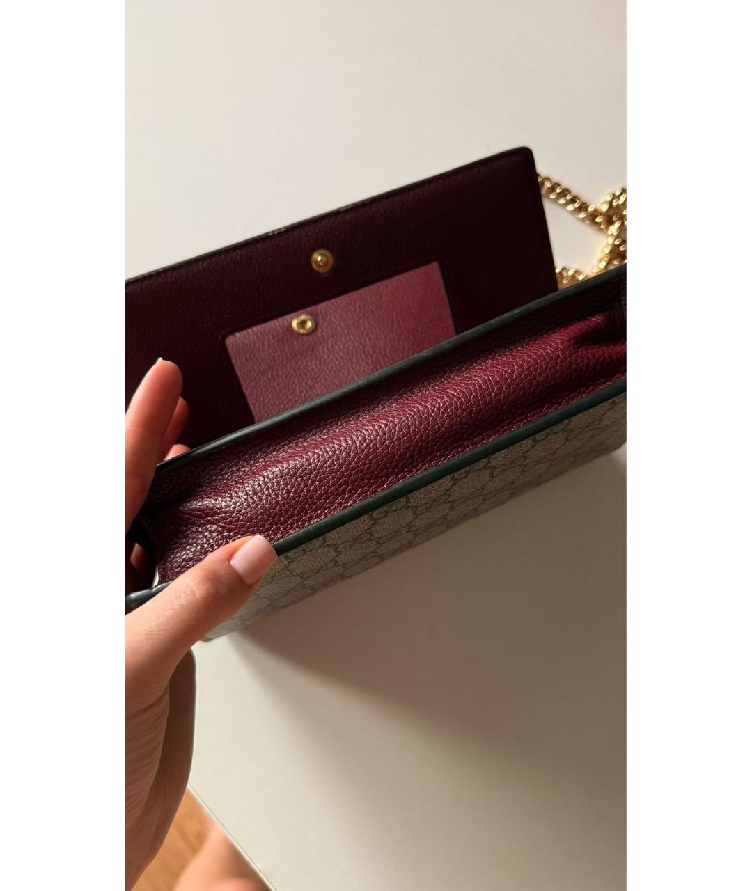 GUCCI Бордовая кожаная сумка через плечо, фото 2