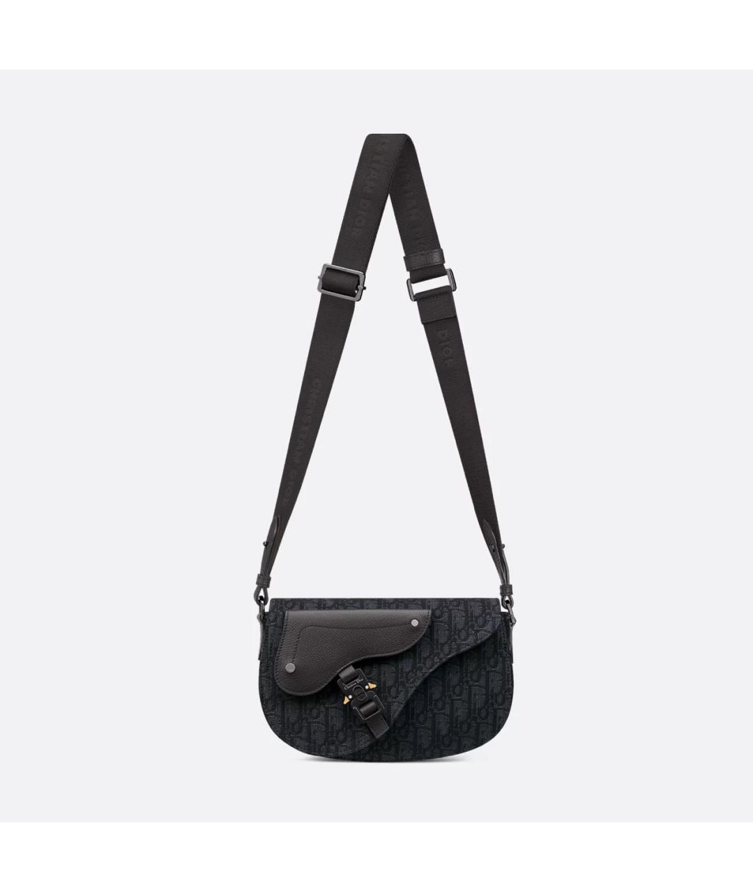 CHRISTIAN DIOR Антрацитовая тканевая сумка на плечо, фото 7