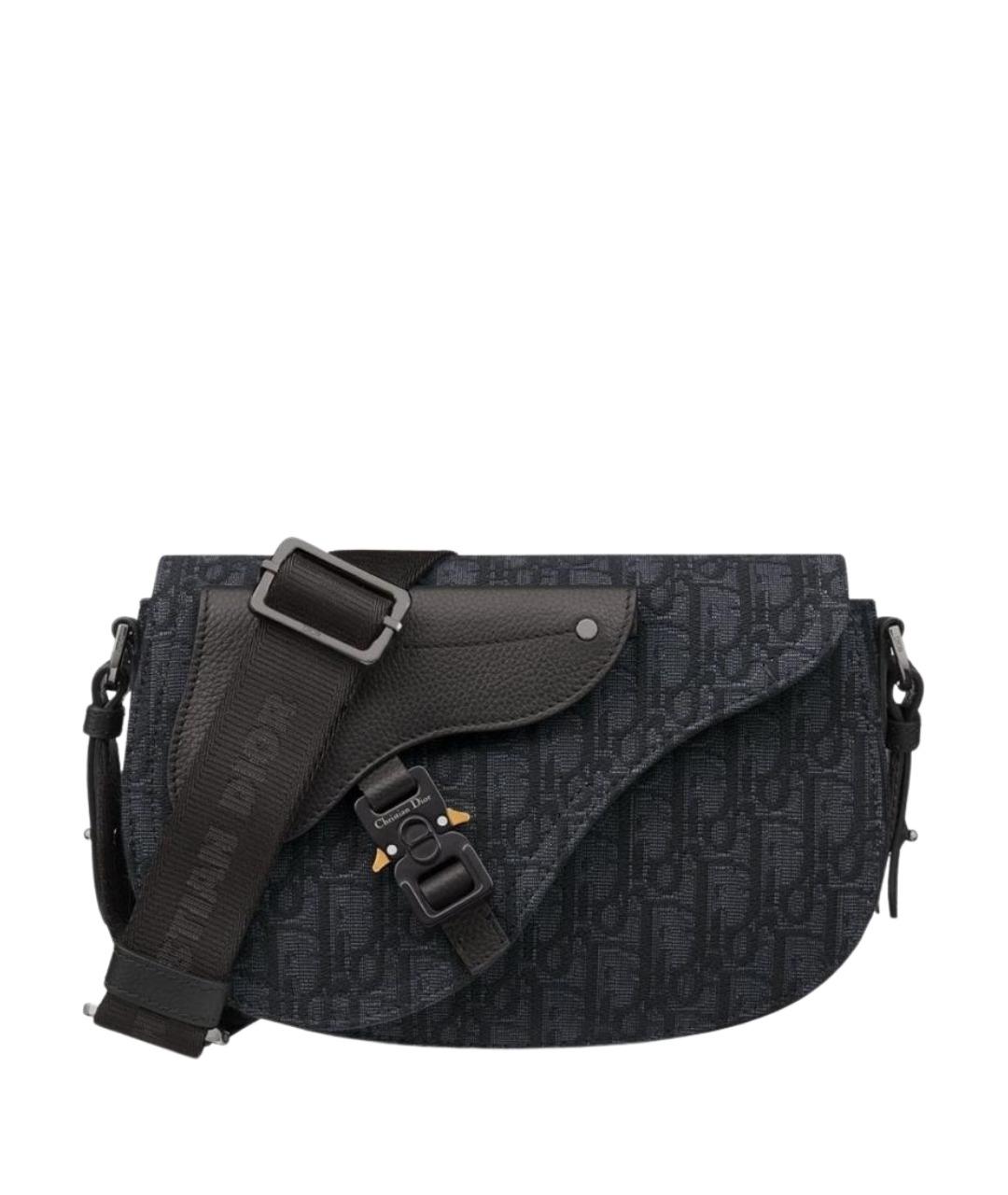 CHRISTIAN DIOR Антрацитовая тканевая сумка на плечо, фото 1