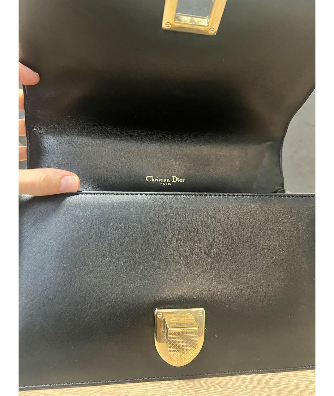CHRISTIAN DIOR Черная кожаная сумка через плечо, фото 5