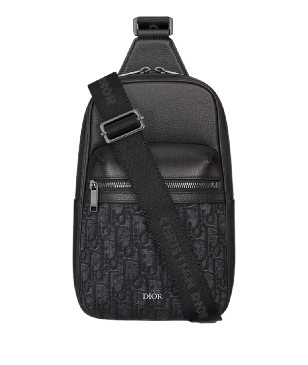 CHRISTIAN DIOR Черная кожаная сумка на плечо, фото 1