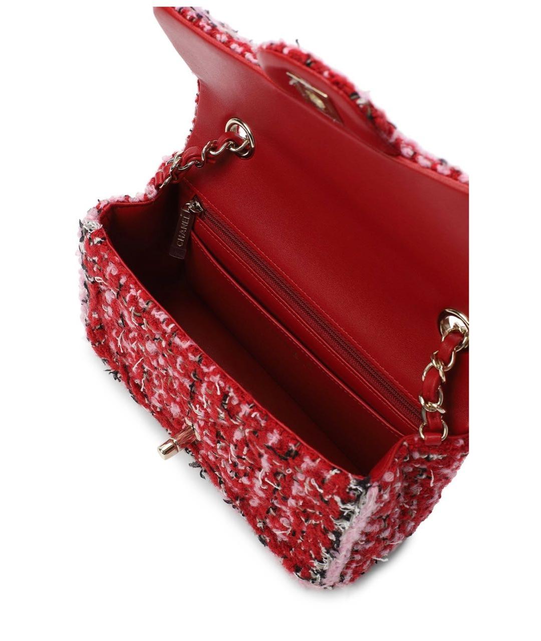 CHANEL Красная твидовая сумка через плечо, фото 3