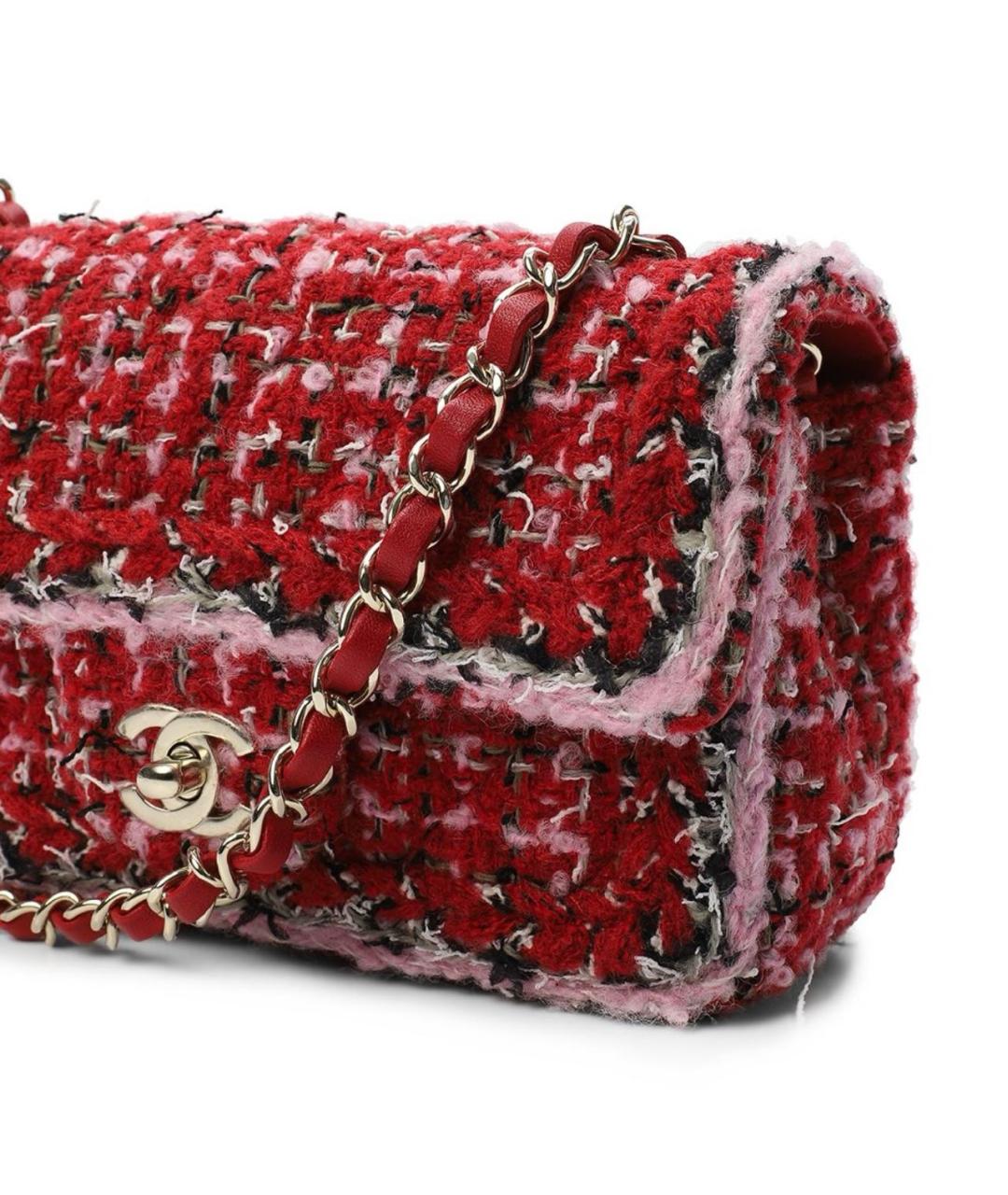 CHANEL Красная твидовая сумка через плечо, фото 4